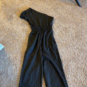 One shoulder black jumpsuit
